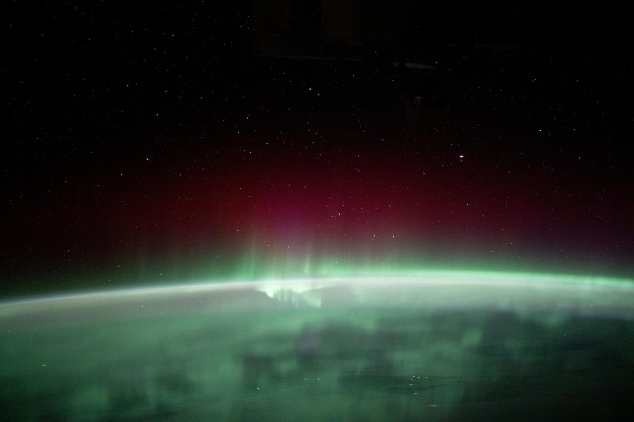 Aurora borealis over Canada, seen from the International Space Station