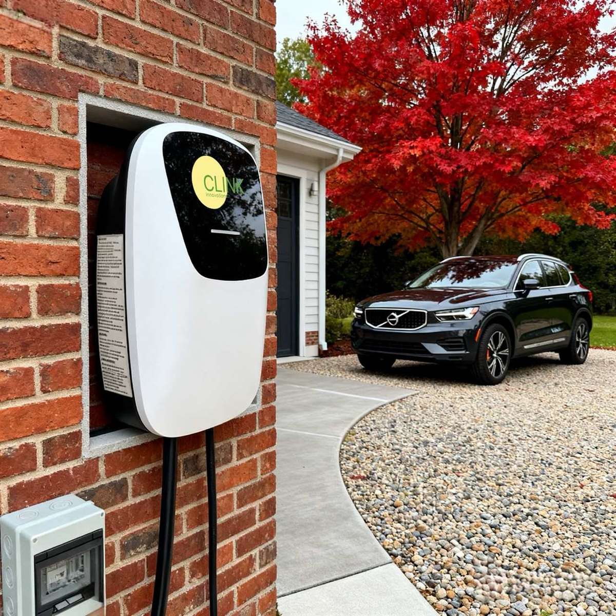 NorthernLit 1 home charger shown on a brick wall, rendered concept